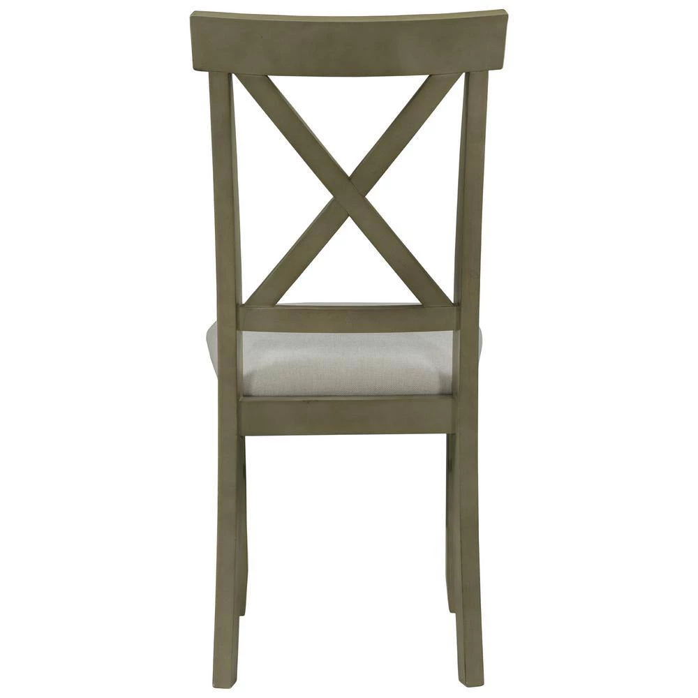 Farmhouse Gray Green+Gray Rustic Wood Kitchen Upholstered X-Back Dining Chairs 2-Pieces by Siavonce 8 Farmhouse Gray Green+Gray Rustic Wood Kitchen Upholstered X-Back Dining Chairs 2-Pieces by Siavonce - Image 6