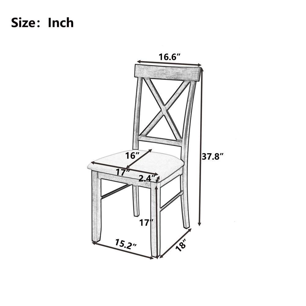 Farmhouse Gray Green+Gray Rustic Wood Kitchen Upholstered X-Back Dining Chairs 2-Pieces by Siavonce 5 Farmhouse Gray Green+Gray Rustic Wood Kitchen Upholstered X-Back Dining Chairs 2-Pieces by Siavonce - Image 3