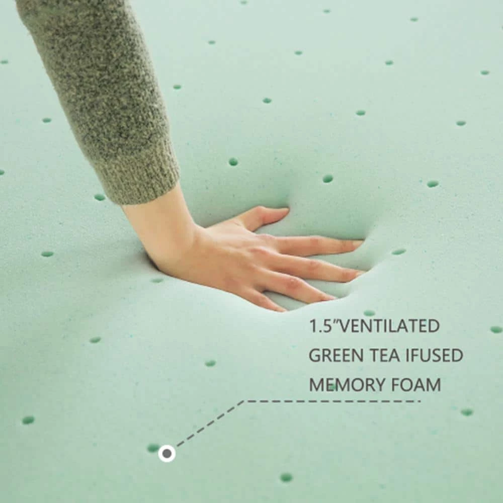 3 in. Thick Medium Memory Foam Green California King Mattress by Siavonce 3 3 in. Thick Medium Memory Foam Green California King Mattress by Siavonce - Image 2