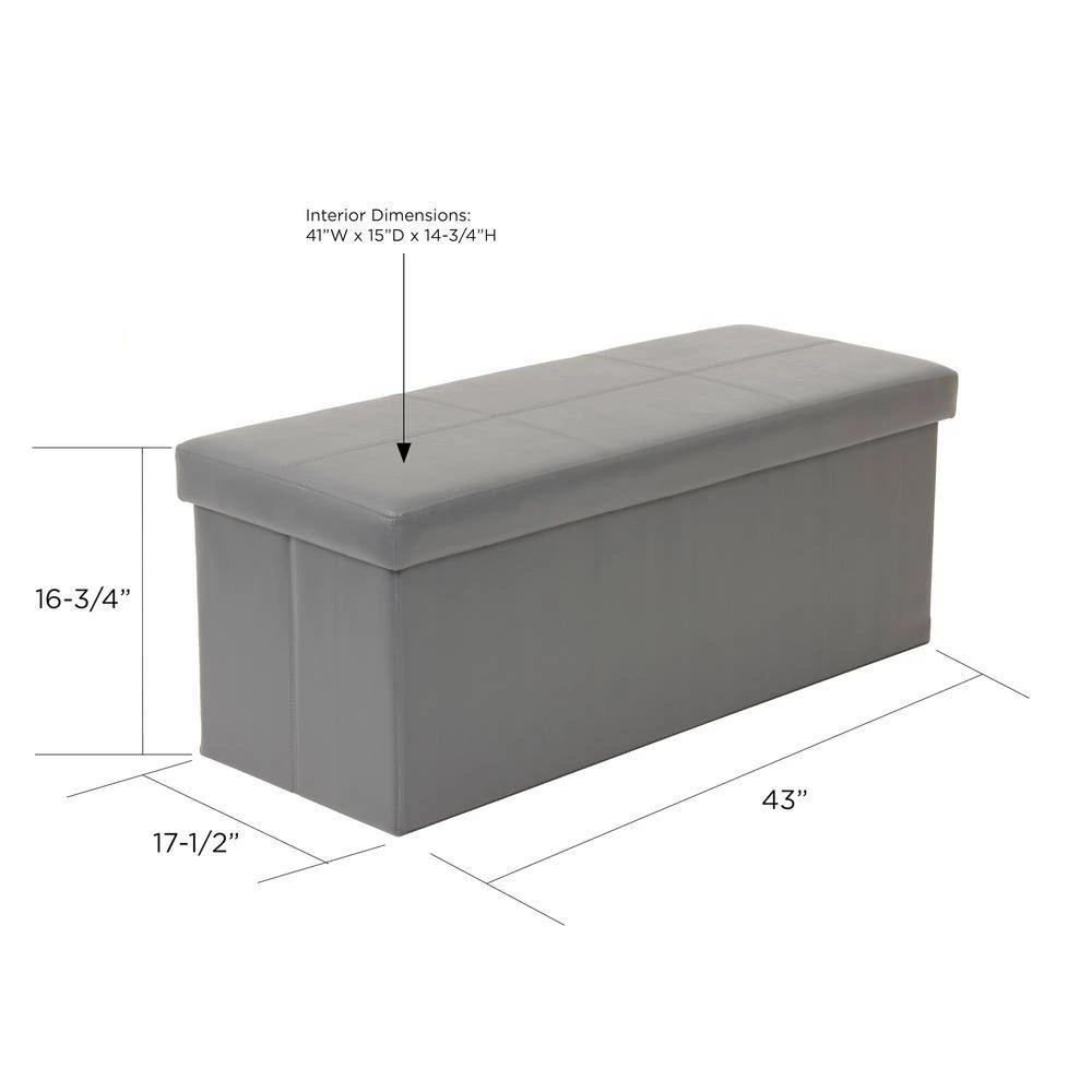 Folding Gunmetal Gray Storage Ottoman by OS Home and Office Furniture 7 Folding Gunmetal Gray Storage Ottoman by OS Home and Office Furniture - Image 5