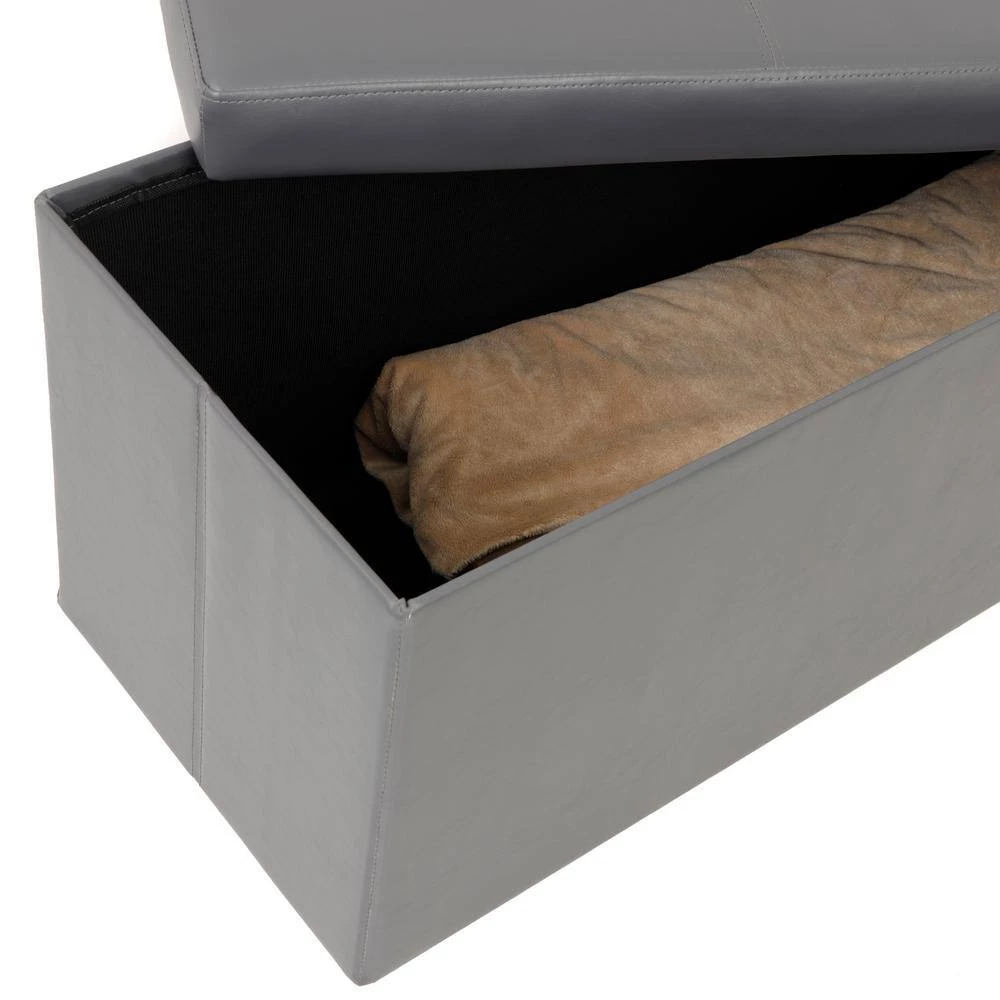 Folding Gunmetal Gray Storage Ottoman by OS Home and Office Furniture 8 Folding Gunmetal Gray Storage Ottoman by OS Home and Office Furniture - Image 6