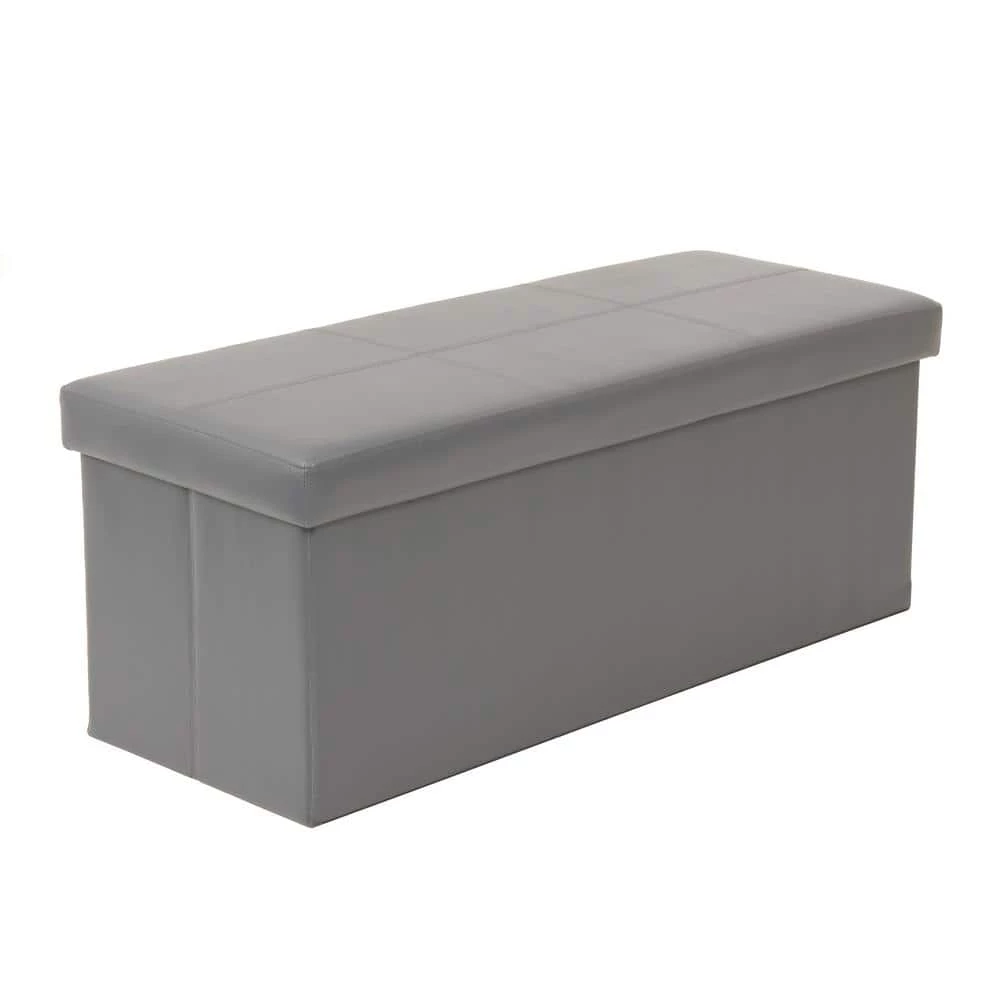 Folding Gunmetal Gray Storage Ottoman by OS Home and Office Furniture 3 Folding Gunmetal Gray Storage Ottoman by OS Home and Office Furniture