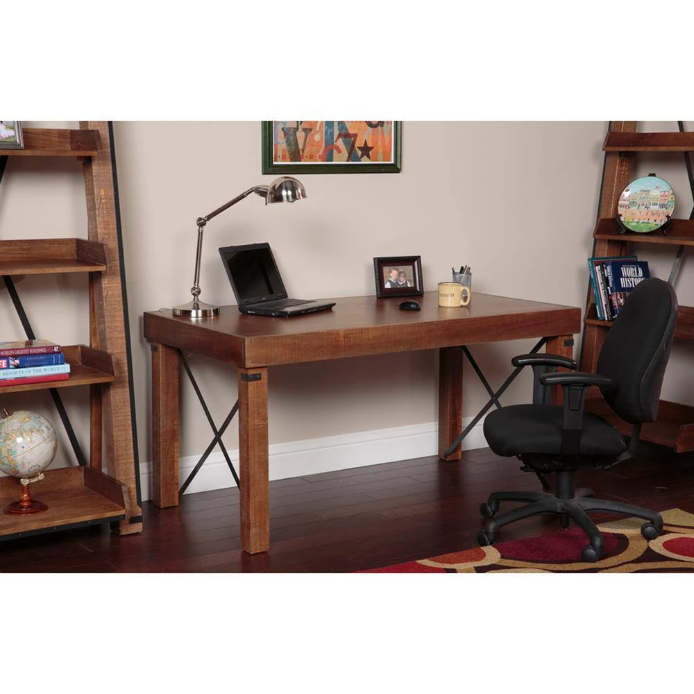 60 in Rectangular Hewn Pallet Writing Desk with Solid Wood and Wood Veneer Material by OS Home and Office Furniture 9 60 in Rectangular Hewn Pallet Writing Desk with Solid Wood and Wood Veneer Material by OS Home and Office Furniture - Image 7