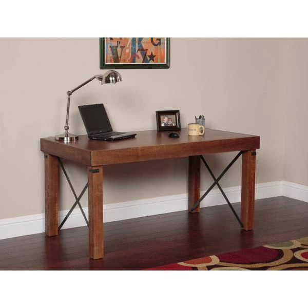 60 in Rectangular Hewn Pallet Writing Desk with Solid Wood and Wood Veneer Material by OS Home and Office Furniture 11 60 in Rectangular Hewn Pallet Writing Desk with Solid Wood and Wood Veneer Material by OS Home and Office Furniture - Image 9
