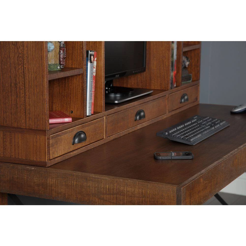 Industrial Collection 60 in. Rectangular Hewn Pallet Writing Desk with Hutch by OS Home and Office Furniture 9 Industrial Collection 60 in. Rectangular Hewn Pallet Writing Desk with Hutch by OS Home and Office Furniture - Image 7