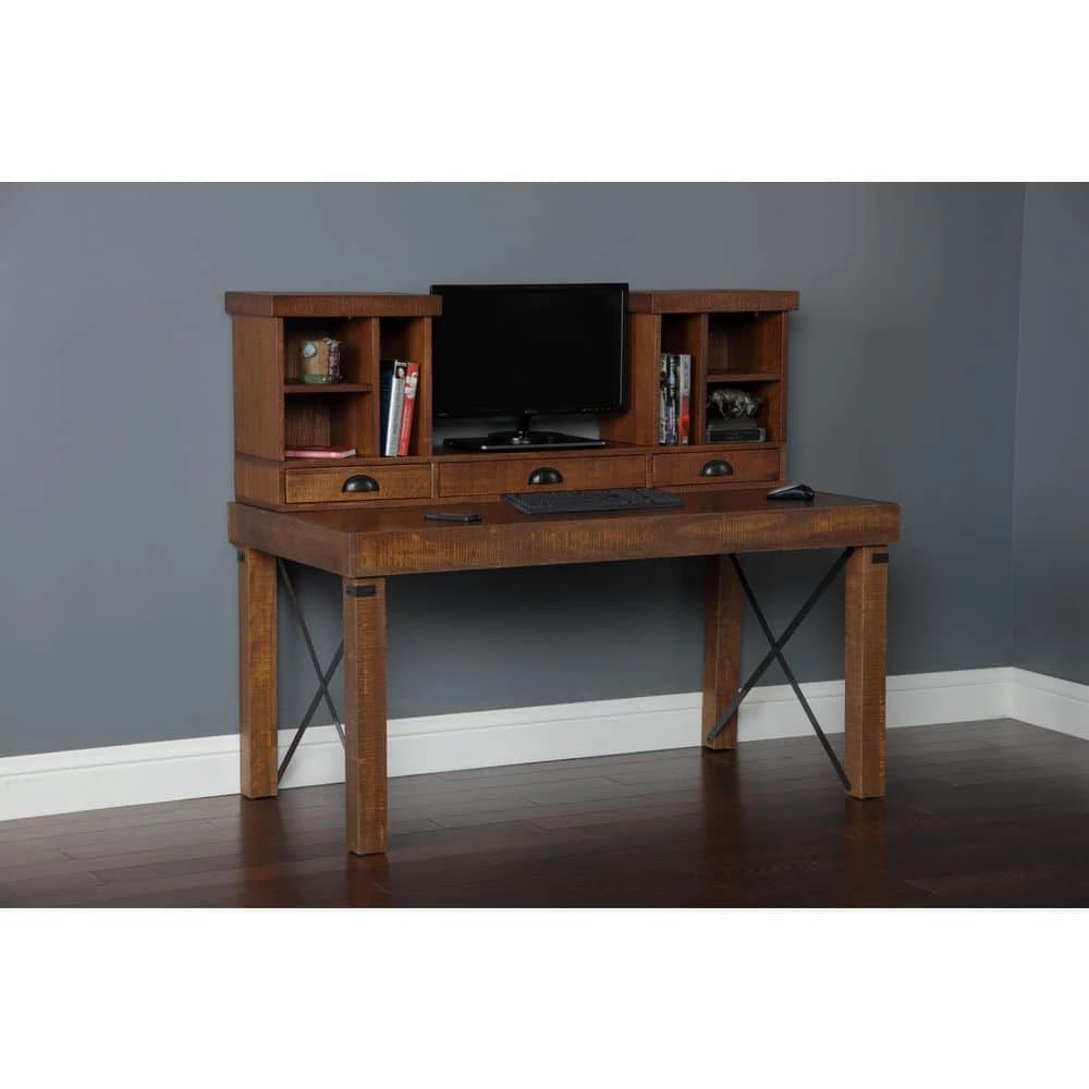 Industrial Collection 60 in. Rectangular Hewn Pallet Writing Desk with Hutch by OS Home and Office Furniture 7 Industrial Collection 60 in. Rectangular Hewn Pallet Writing Desk with Hutch by OS Home and Office Furniture - Image 5
