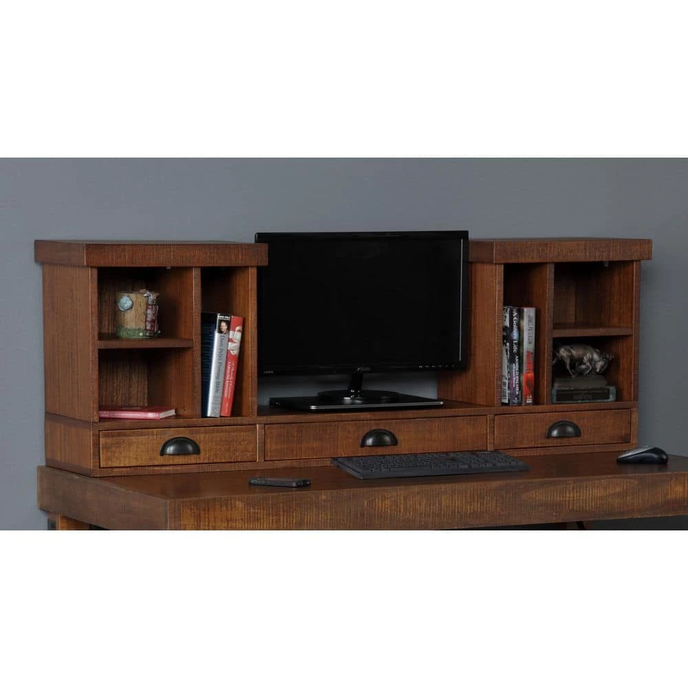 Industrial Collection 60 in. Rectangular Hewn Pallet Writing Desk with Hutch by OS Home and Office Furniture 11 Industrial Collection 60 in. Rectangular Hewn Pallet Writing Desk with Hutch by OS Home and Office Furniture - Image 9