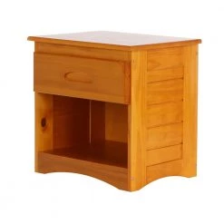 Honey Pine Series 1-Drawer Honey Brown Nightstand 23 in. H x 23 in. W x 17 in D by OS Home and Office Furniture