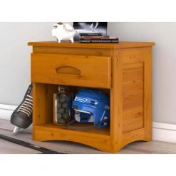Honey Pine Series 1-Drawer Honey Brown Nightstand 23 in. H x 23 in. W x 17 in D by OS Home and Office Furniture -OS Home Sales Shop honey pine os home and office furniture nightstands 82160kd c3 1000