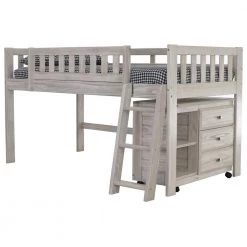 Light Ash Series Light Ash Twin Size Low Loft Bunkbed with 3-Drawer Chest by OS Home and Office Furniture