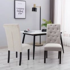Modern Elegant Light Beige Button-Tufted Upholstered Fabric Dining Chair 2-Pieces Set by Siavonce 19 Modern Elegant Light Beige Button-Tufted Upholstered Fabric Dining Chair 2-Pieces Set by Siavonce -OS Home Sales Shop light beige siavonce dining chairs dj y w21237515 31 1000