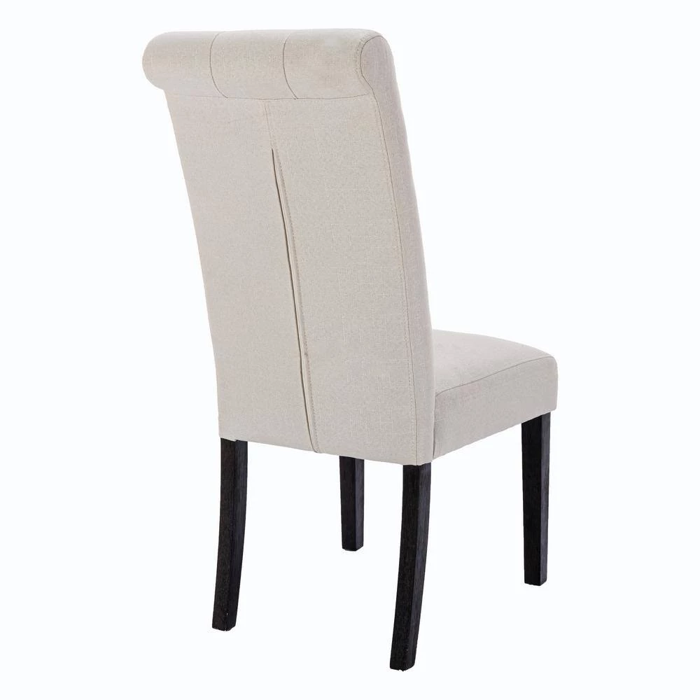 Modern Elegant Light Beige Button-Tufted Upholstered Fabric Dining Chair 2-Pieces Set by Siavonce 9 Modern Elegant Light Beige Button-Tufted Upholstered Fabric Dining Chair 2-Pieces Set by Siavonce - Image 7