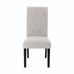 Modern Elegant Light Beige Button-Tufted Upholstered Fabric Dining Chair 2-Pieces Set by Siavonce 13 Modern Elegant Light Beige Button-Tufted Upholstered Fabric Dining Chair 2-Pieces Set by Siavonce -OS Home Sales Shop light beige siavonce dining chairs dj y w21237515 66 1000