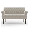 26.77 in W Square Arm Linen Straight Sofa Light Beige Wooden Legs by Siavonce -OS Home Sales Shop light beige siavonce sofas couches gt y wf282361aa 64 1000