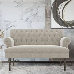 26.77 in W Square Arm Linen Straight Sofa Light Beige Wooden Legs by Siavonce -OS Home Sales Shop light beige siavonce sofas couches gt y wf282361aa 76 1000