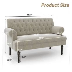 26.77 in W Square Arm Linen Straight Sofa Light Beige Wooden Legs by Siavonce -OS Home Sales Shop light beige siavonce sofas couches gt y wf282361aa c3 1000