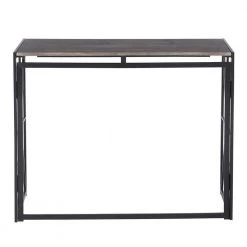 39.4 in. Long Light Wood Color Foldable Computer Desk Console Table with Metal Frame by Siavonce