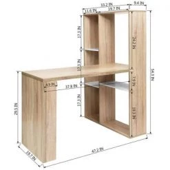 19.7 in. Width 2 in 1 Light Wood Color L-Shape Desktop Computer Desk With Shelves by Siavonce -OS Home Sales Shop light wood color siavonce computer desks d y d0102hpy6tu 77 1000