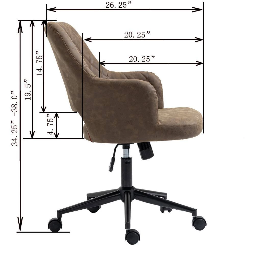 Home Office Mocha Faux Leather Home Office Chair with Arms by OS Home and Office Furniture 6 Home Office Mocha Faux Leather Home Office Chair with Arms by OS Home and Office Furniture - Image 4