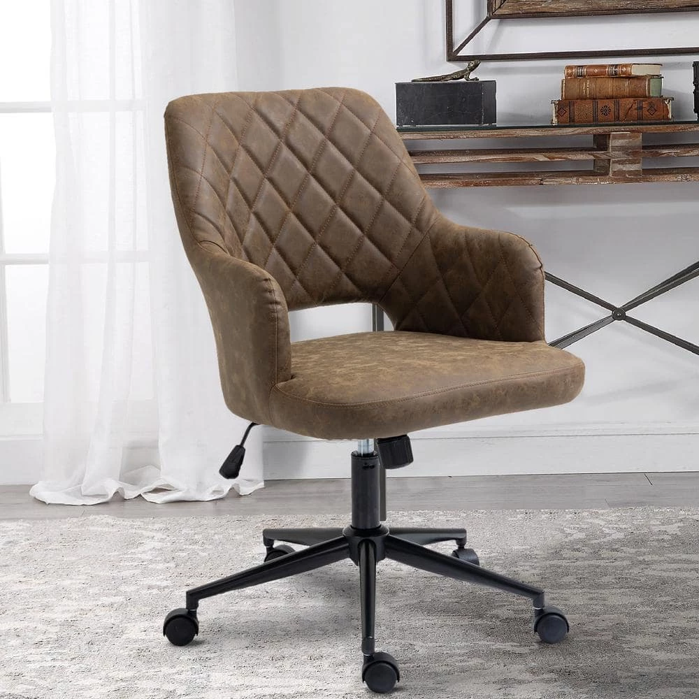 Home Office Mocha Faux Leather Home Office Chair with Arms by OS Home and Office Furniture 5 Home Office Mocha Faux Leather Home Office Chair with Arms by OS Home and Office Furniture - Image 3