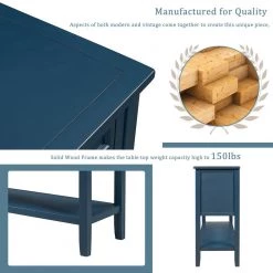 45 in. Navy Blue Modern Rectangle Console Table Sofa Table for Living Room with 7 Drawers and 1 Shelf by Siavonce -OS Home Sales Shop navy blue siavonce console tables u y wf197822aav 1f 1000