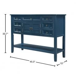 45 in. Navy Blue Modern Rectangle Console Table Sofa Table for Living Room with 7 Drawers and 1 Shelf by Siavonce -OS Home Sales Shop navy blue siavonce console tables u y wf197822aav 40 1000