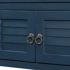 45 in. Navy Blue Modern Rectangle Console Table Sofa Table for Living Room with 7 Drawers and 1 Shelf by Siavonce -OS Home Sales Shop navy blue siavonce console tables u y wf197822aav 76 1000