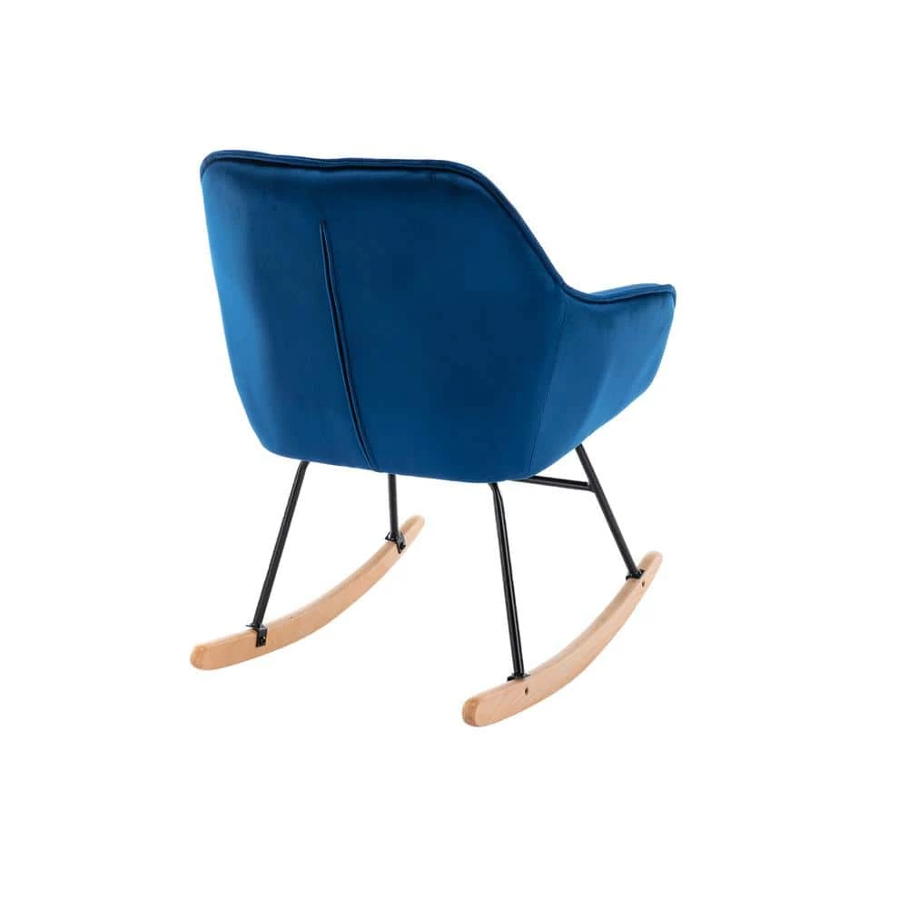 Navy Modern Living Room Comfortable Velvet Rocking Chair Accent Chair With IRON And Beech Leg by Siavonce 5 Navy Modern Living Room Comfortable Velvet Rocking Chair Accent Chair With IRON And Beech Leg by Siavonce - Image 3