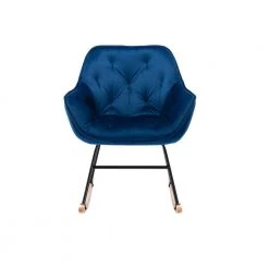 Navy Modern Living Room Comfortable Velvet Rocking Chair Accent Chair With IRON And Beech Leg by Siavonce