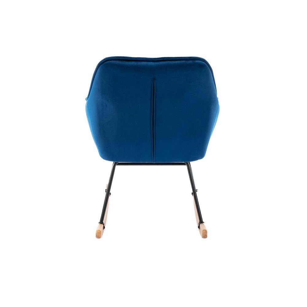 Navy Modern Living Room Comfortable Velvet Rocking Chair Accent Chair With IRON And Beech Leg by Siavonce 6 Navy Modern Living Room Comfortable Velvet Rocking Chair Accent Chair With IRON And Beech Leg by Siavonce - Image 4