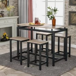 5-Piece Oak Rectangle Wood Top Counter Height Table Set Dining Table with 4-Chairs by Siavonce -OS Home Sales Shop oak siavonce dining room sets t y wf196232aaa 31 1000