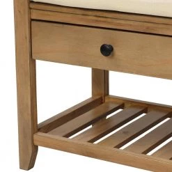 39 in. L x 14 in. W x 19.8 in. H Old Pine Shoe Rack Multipurpose Entryway Storage Bench with Cushioned Seat and Drawers by Siavonce -OS Home Sales Shop old pine siavonce bedroom benches tm y wf195d op 1d 1000