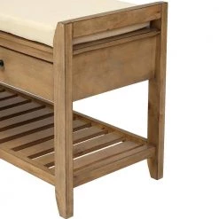 39 in. L x 14 in. W x 19.8 in. H Old Pine Shoe Rack Multipurpose Entryway Storage Bench with Cushioned Seat and Drawers by Siavonce -OS Home Sales Shop old pine siavonce bedroom benches tm y wf195d op 66 1000