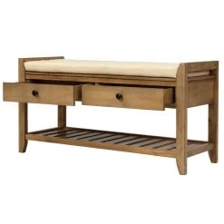 39 in. L x 14 in. W x 19.8 in. H Old Pine Shoe Rack Multipurpose Entryway Storage Bench with Cushioned Seat and Drawers by Siavonce -OS Home Sales Shop old pine siavonce bedroom benches tm y wf195d op 77 1000