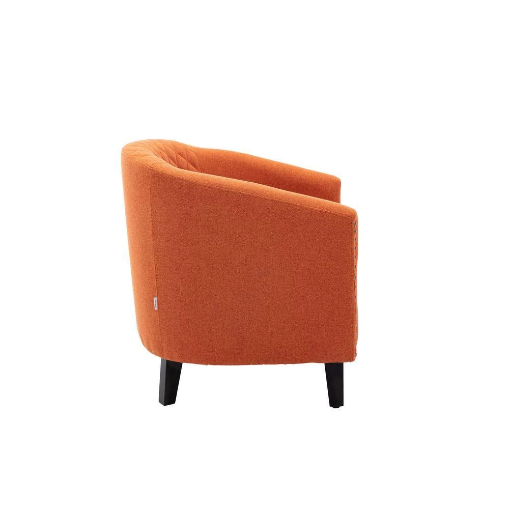 Orange Linen Accent Barrel Chair Living Room Chair with Nailheads and Solid Wood Legs by Siavonce 7 Orange Linen Accent Barrel Chair Living Room Chair with Nailheads and Solid Wood Legs by Siavonce - Image 5