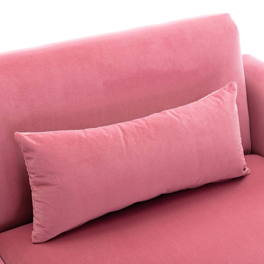 68.5 in. Flared Arm Accent Velvet Straight Sofa Loveseat Sofa with Metal Feet Pink by Siavonce 9 68.5 in. Flared Arm Accent Velvet Straight Sofa Loveseat Sofa with Metal Feet Pink by Siavonce - Image 7