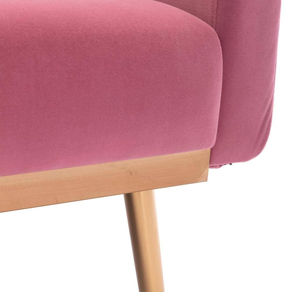 68.5 in. Flared Arm Accent Velvet Straight Sofa Loveseat Sofa with Metal Feet Pink by Siavonce 8 68.5 in. Flared Arm Accent Velvet Straight Sofa Loveseat Sofa with Metal Feet Pink by Siavonce - Image 6