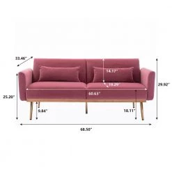 68.5 in. Flared Arm Accent Velvet Straight Sofa Loveseat Sofa with Metal Feet Pink by Siavonce 16 68.5 in. Flared Arm Accent Velvet Straight Sofa Loveseat Sofa with Metal Feet Pink by Siavonce -OS Home Sales Shop pink siavonce sofas couches cm y w39532074 c3 1000