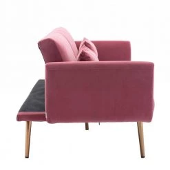 68.5 in. Flared Arm Accent Velvet Straight Sofa Loveseat Sofa with Metal Feet Pink by Siavonce 20 68.5 in. Flared Arm Accent Velvet Straight Sofa Loveseat Sofa with Metal Feet Pink by Siavonce -OS Home Sales Shop pink siavonce sofas couches cm y w39532074 fa 1000