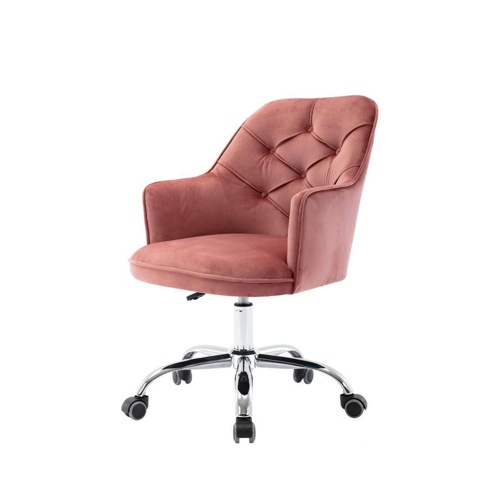 Modern Pink Velvet Swivel Arm Shell Chair Leisure Chair Living Room Office Chair by Siavonce 5 Modern Pink Velvet Swivel Arm Shell Chair Leisure Chair Living Room Office Chair by Siavonce - Image 3