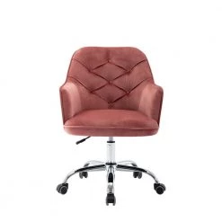 Modern Pink Velvet Swivel Arm Shell Chair Leisure Chair Living Room Office Chair by Siavonce