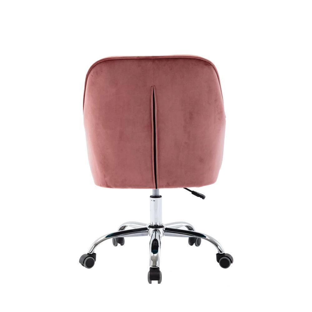 Modern Pink Velvet Swivel Arm Shell Chair Leisure Chair Living Room Office Chair by Siavonce 6 Modern Pink Velvet Swivel Arm Shell Chair Leisure Chair Living Room Office Chair by Siavonce - Image 4