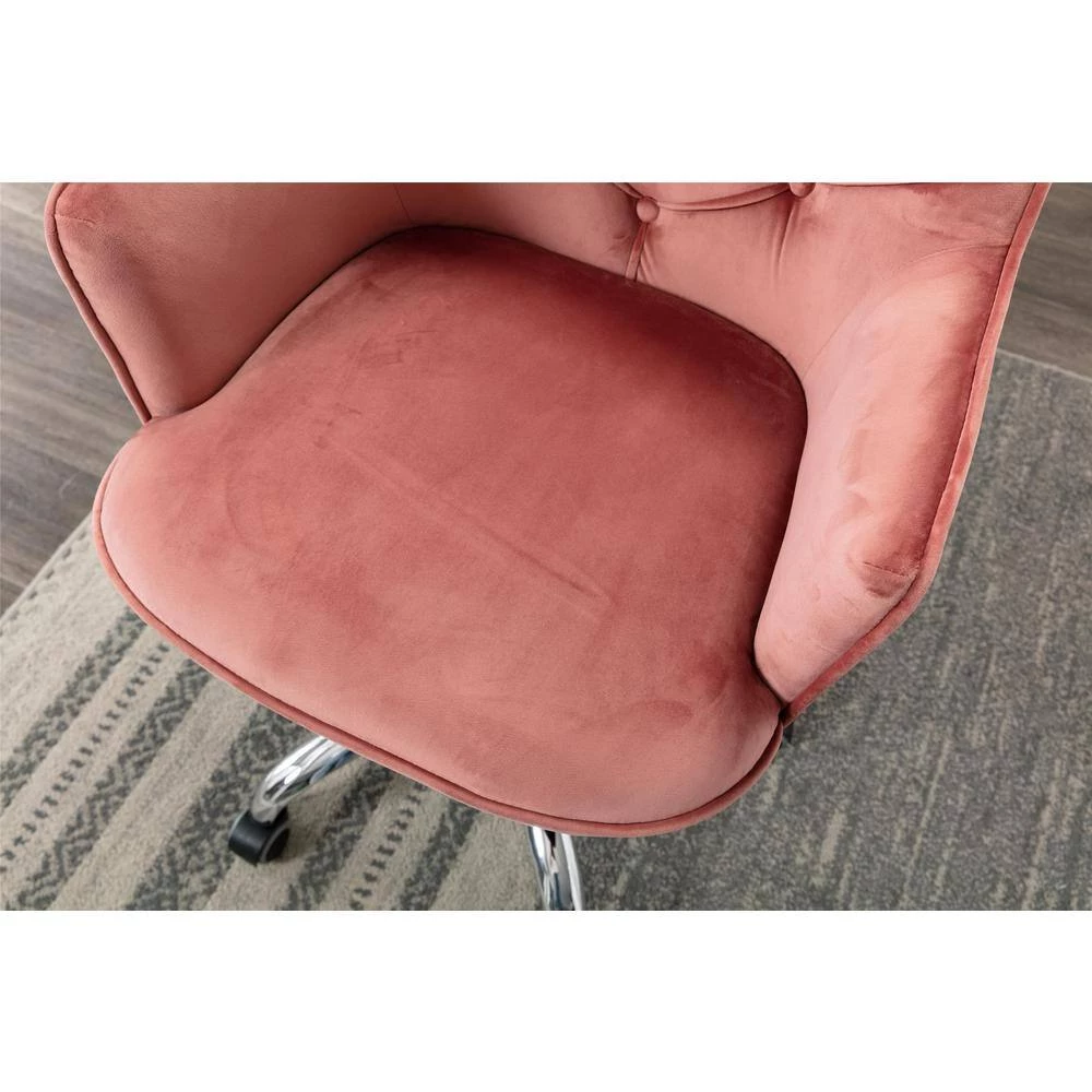Modern Pink Velvet Swivel Arm Shell Chair Leisure Chair Living Room Office Chair by Siavonce 11 Modern Pink Velvet Swivel Arm Shell Chair Leisure Chair Living Room Office Chair by Siavonce - Image 9