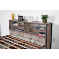 Rustic Collection Brown Reclaimed Barn Wood Laminate Queen Platform Bed with Bookcase Head and Storage Foot Board by OS Home and Office Furniture 13 Rustic Collection Brown Reclaimed Barn Wood Laminate Queen Platform Bed with Bookcase Head and Storage Foot Board by OS Home and Office Furniture -OS Home Sales Shop reclaimed barn wood os home and office furniture platform beds 41103k 4f 1000