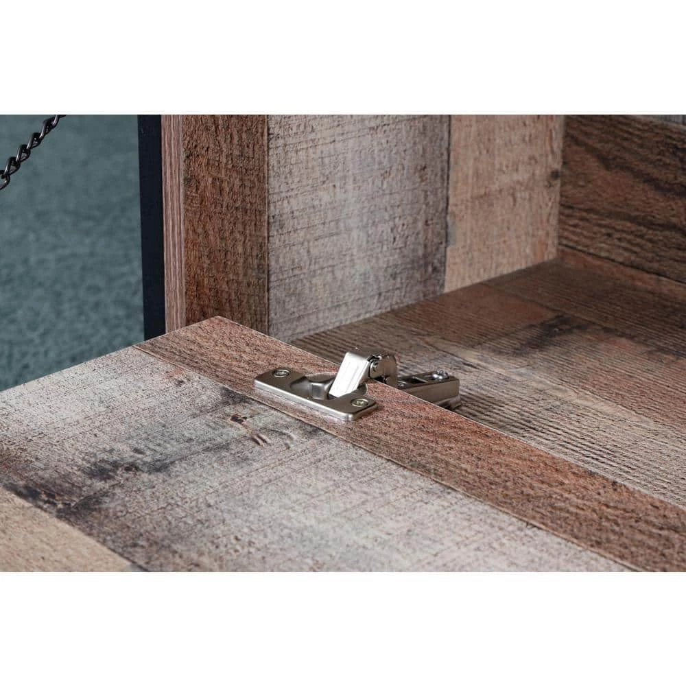 Rustic Collection Brown Reclaimed Barn Wood Laminate Queen Platform Bed with Bookcase Head and Storage Foot Board by OS Home and Office Furniture 9 Rustic Collection Brown Reclaimed Barn Wood Laminate Queen Platform Bed with Bookcase Head and Storage Foot Board by OS Home and Office Furniture - Image 7