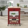 Farmhouse Red Painted Kitchen Cart with Drawer and Wood Top by OS Home and Office Furniture