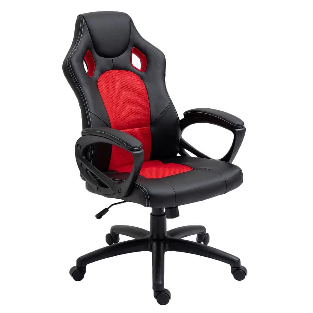 Gamers Red Faux Leather and Mesh Home Office Chair with Arms by OS Home and Office Furniture 3 Gamers Red Faux Leather and Mesh Home Office Chair with Arms by OS Home and Office Furniture