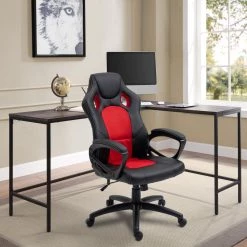 Gamers Red Faux Leather and Mesh Home Office Chair with Arms by OS Home and Office Furniture 19 Gamers Red Faux Leather and Mesh Home Office Chair with Arms by OS Home and Office Furniture -OS Home Sales Shop red os home and office furniture task chairs aw805 76 1000
