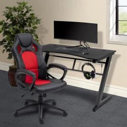 Gamers Red Faux Leather and Mesh Home Office Chair with Arms by OS Home and Office Furniture 14 Gamers Red Faux Leather and Mesh Home Office Chair with Arms by OS Home and Office Furniture -OS Home Sales Shop red os home and office furniture task chairs aw805 c3 1000