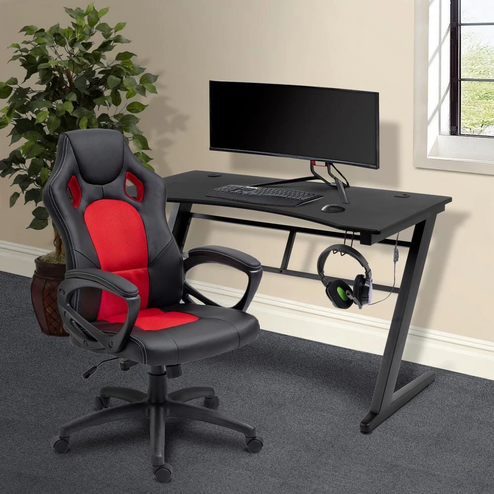 Gamers Red Faux Leather and Mesh Home Office Chair with Arms by OS Home and Office Furniture 6 Gamers Red Faux Leather and Mesh Home Office Chair with Arms by OS Home and Office Furniture - Image 4